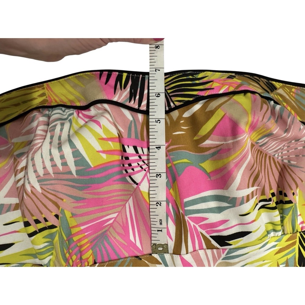 H&M‎ Strapless Tropical Palm Print Dress Size 14 Sweetheart A-Line - Picture 13 of 16